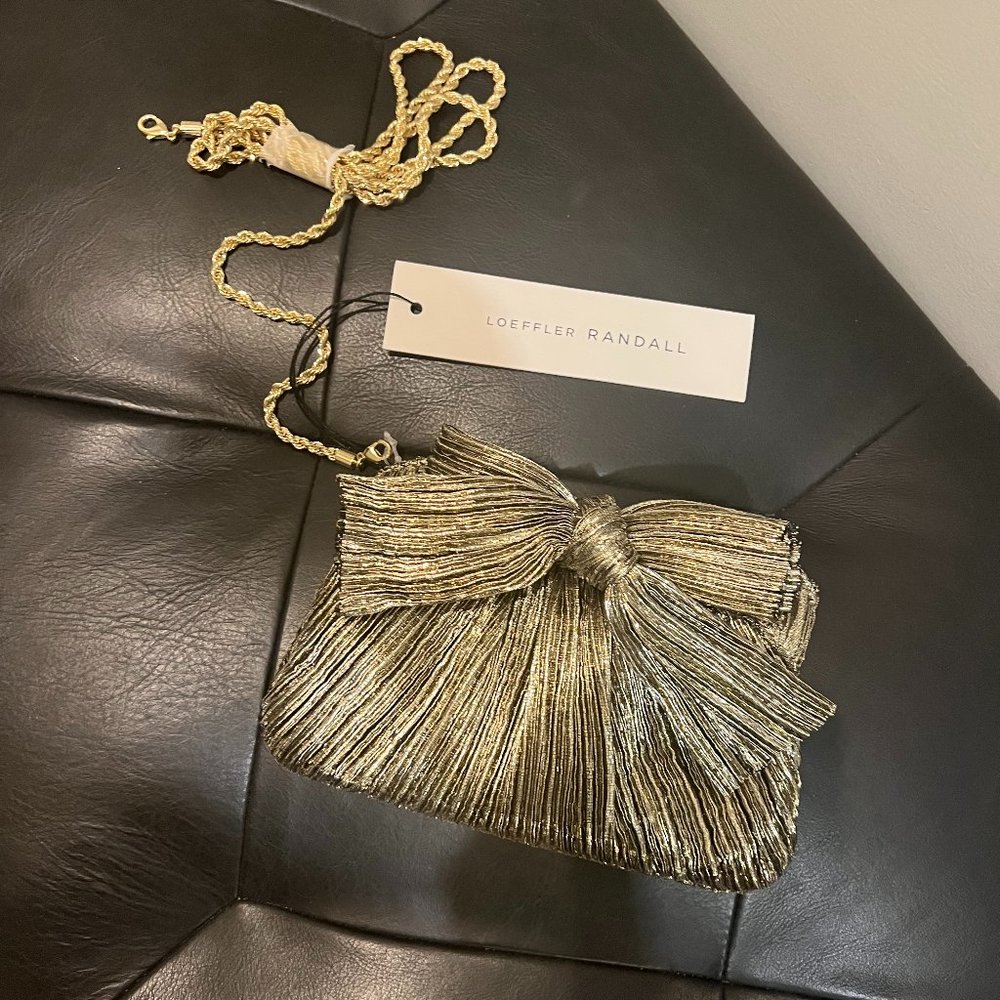 LOEFFLER RANDALL Rochelle Gold Mini Bow Clutch
